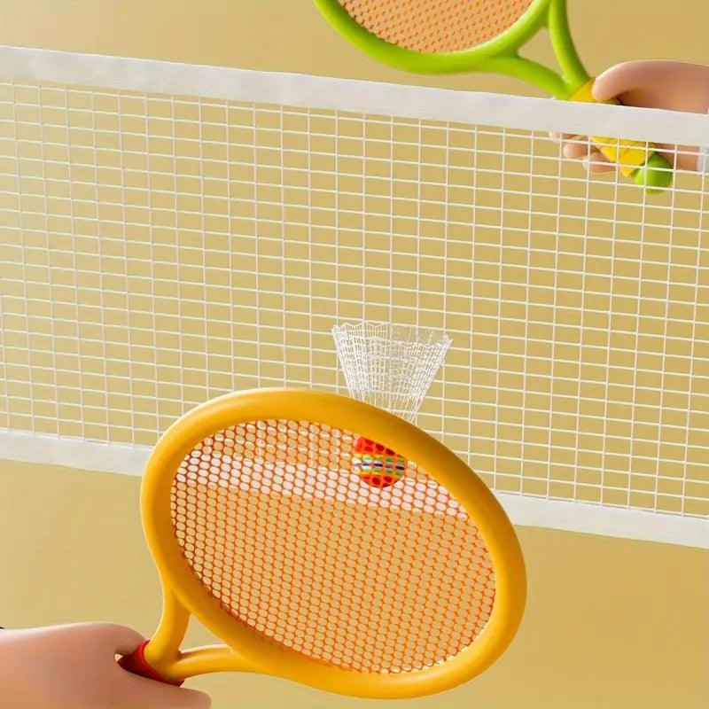 Kids Badminton & Tennis Racket Set – Easy-To-Handle Outdoor Sports Toy With 2 Rackets, 1 Ball, And 1 Shuttlecock For Fun Indoor & Outdoor Play (Random Color)